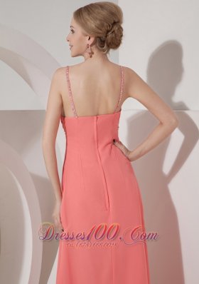 Beaded spaghetti Straps Chiffon Dress for Prom