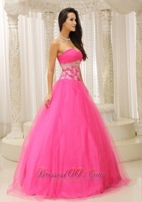 Tulle Applique A-line Prom Dress Sweetheart