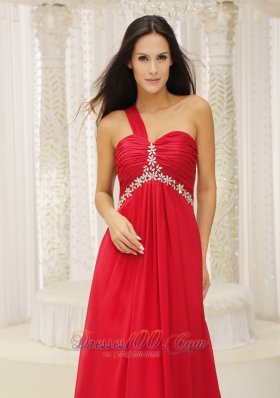 Red Chiffon One Shoulder Prom dress 2013