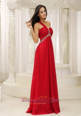 Red Chiffon One Shoulder Prom dress 2013