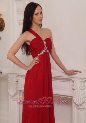 Beaded Chiffon Prom Dress One Shoulder 2013