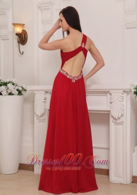 Beaded Chiffon Prom Dress One Shoulder 2013