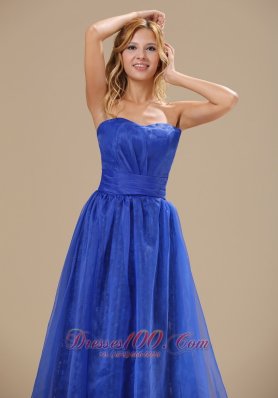 Brush Train Simple Organza Blue Homecoming Dress