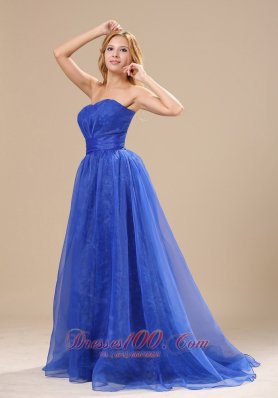 Brush Train Simple Organza Blue Homecoming Dress