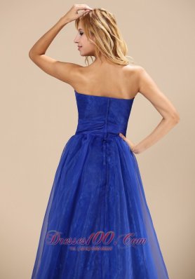 Brush Train Simple Organza Blue Homecoming Dress