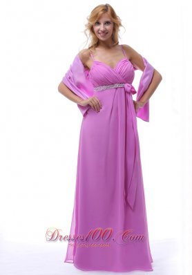 V-neck Chiffon Spagheti Straps Prom Dress