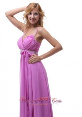 V-neck Chiffon Spagheti Straps Prom Dress