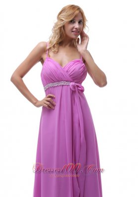 V-neck Chiffon Spagheti Straps Prom Dress