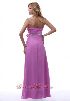 V-neck Chiffon Spagheti Straps Prom Dress