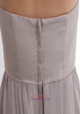 Court Train Gray Chiffon Prom Dress With Pleats