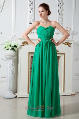 Crisscross Green Pleated Chiffon Girls Prom Dress