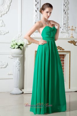 Crisscross Green Pleated Chiffon Girls Prom Dress