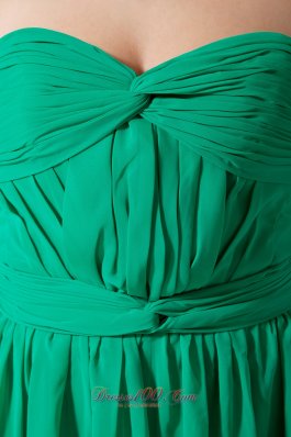 Crisscross Green Pleated Chiffon Girls Prom Dress