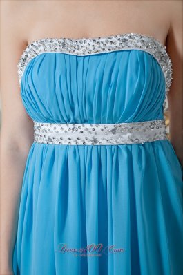 Sashed Aqua Beadings 2013 Prom Dress with Brush