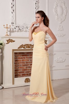 Column Light Yellow Chiffon Corset Back Prom Dress