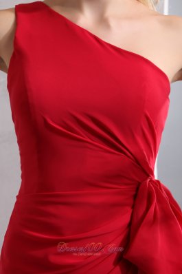 Sheath Red One Shoulder Prom Gown with Ruffles