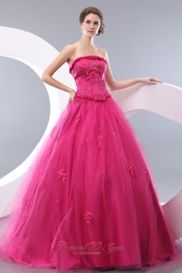 Rope Waistband Hot Pink Prom Dress with Tulle Layer