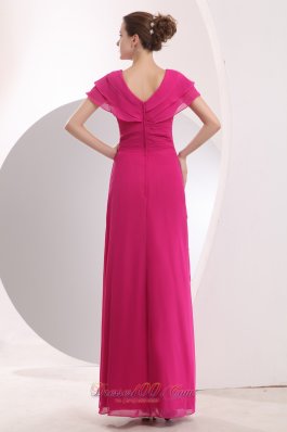 Layered Cap Sleeves V-neck Chiffon Prom Dress 2013