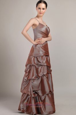 Spaghetti Straps Sequins Taffeta Pick-ups Prom Dress