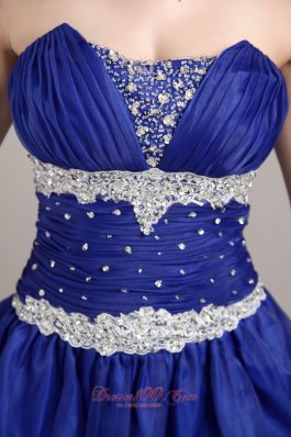 Tie Back Royal Applique Beaded Prom Gown Pick-ups