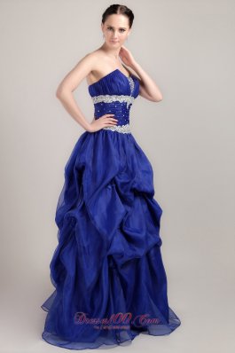 Tie Back Royal Applique Beaded Prom Gown Pick-ups