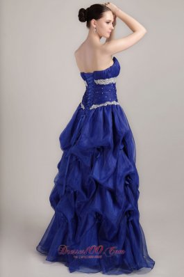 Tie Back Royal Applique Beaded Prom Gown Pick-ups