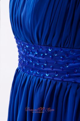 Ankle Length One Shouldre Royal Beaded Prom Dress