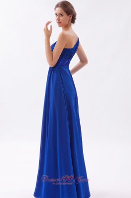 Ankle Length One Shouldre Royal Beaded Prom Dress