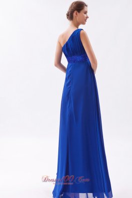 Ankle Length One Shouldre Royal Beaded Prom Dress