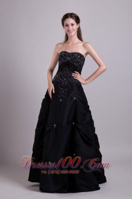 Black Beading Pick-ups Empire Girls Prom Dress