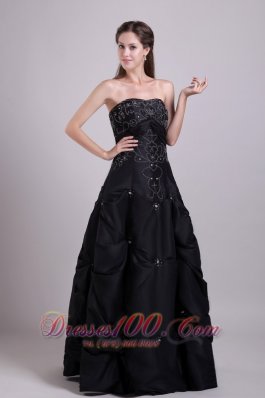 Black Beading Pick-ups Empire Girls Prom Dress