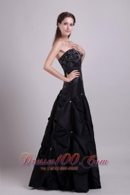 Black Beading Pick-ups Empire Girls Prom Dress