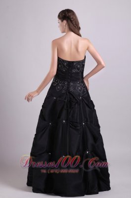 Black Beading Pick-ups Empire Girls Prom Dress