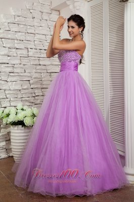 Lavender A-line Beading Organza 2013 Prom Dress