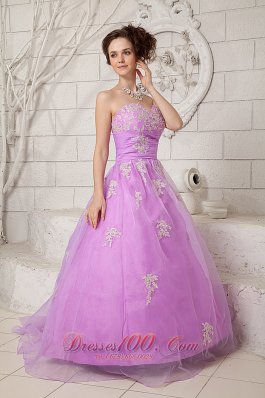 Appliques Tulle 2013 Lavender Hand Made Prom Dress