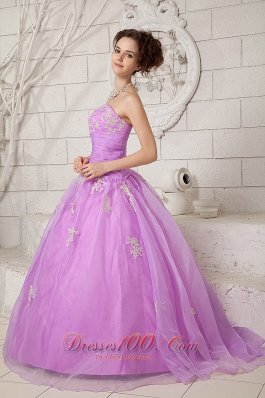 Appliques Tulle 2013 Lavender Hand Made Prom Dress