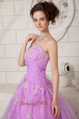 Appliques Tulle 2013 Lavender Hand Made Prom Dress