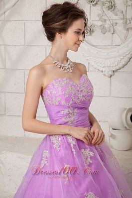 Appliques Tulle 2013 Lavender Hand Made Prom Dress