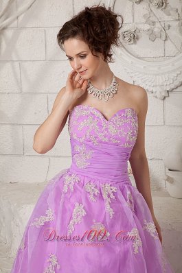 Appliques Tulle 2013 Lavender Hand Made Prom Dress