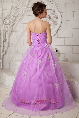 Appliques Tulle 2013 Lavender Hand Made Prom Dress