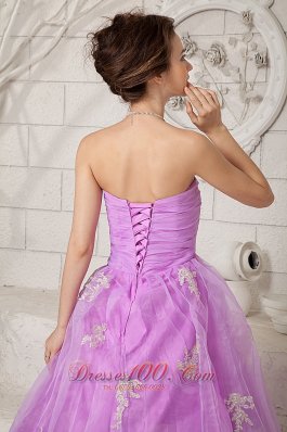 Appliques Tulle 2013 Lavender Hand Made Prom Dress