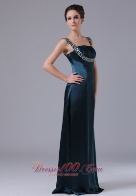 2013 2014 Column Beaded Straps Navy Prom Dress Taffeta