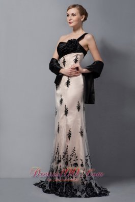 Champagne Tulle One Shoulder Mother Of The Bride Dress