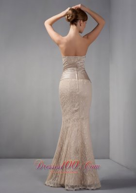 Mermaid Off The Shoulder Lace Champagne Prom Dress