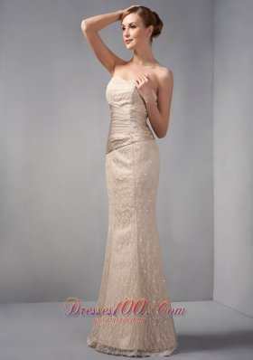 Mermaid Off The Shoulder Lace Champagne Prom Dress