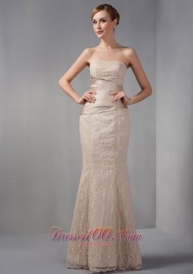 Mermaid Off The Shoulder Lace Champagne Prom Dress