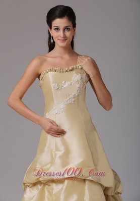 Layered One Shoudler Taffeta Prom Dress Court Train