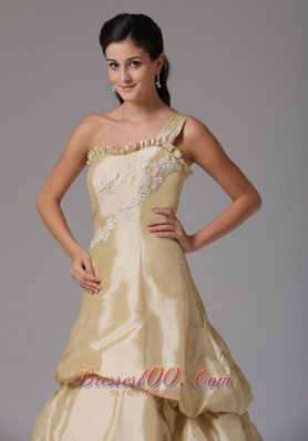 Layered One Shoudler Taffeta Prom Dress Court Train