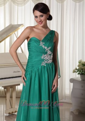 One Shoulder Turquosie Applique Prom Graduation Dress with Ribbons