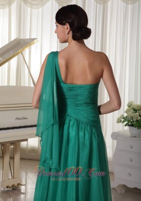 One Shoulder Turquosie Applique Prom Graduation Dress with Ribbons